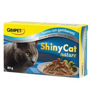 Gim Gim Cat 貓罐頭 ShinyCat Nature 天然優質水煮罐 吞拿魚及鮮蝦 85g 85g 正面圖