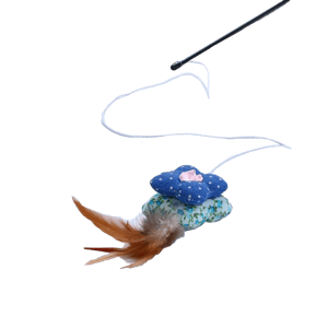質感麻花花碎花枕頭帶鈴鐺逗貓棒 質感麻花花碎花枕頭帶鈴鐺逗貓棒   正面圖