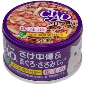 CIAO CIAO 貓罐頭 三文魚+吞拿魚 雞肉+芝士 85g 85g 正面圖