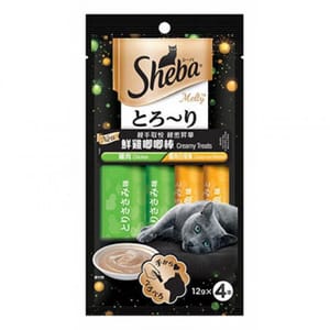 日本Sheba 日本Sheba 貓肉泥 雞肉拼雞肉白身魚 12g 4本入 12g  正面圖