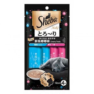 日本Sheba 日本Sheba 貓肉泥 鰹魚拼鰹魚三文魚 12g 4本入 12g 正面圖