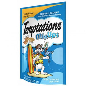 Temptations Temptations 三重奏貓零食 吞拿三文魚及蝦 85g 85g 正面圖