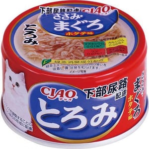 CIAO CIAO 貓罐頭 防尿石 濃湯雞肉金槍魚+扇貝味 80g 80g  正面圖
