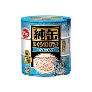 日本AIXIA 日本AIXIA 愛喜雅 貓罐頭 純缶系列 吞拿魚+白飯魚 125g 3缶入 125g  正面圖