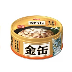AIXIA AIXIA 愛喜雅 貓罐頭 金缶系列 吞拿魚+雞 70g  新舊包裝隨機發貨 70g  正面圖