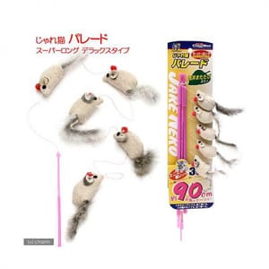 日本CattyMan 日本CattyMan 特長竿五鼠逗貓棒   正面圖