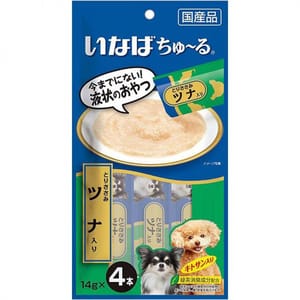 CIAO CIAO 狗零食 日本肉泥餐包 狗狗配方 雞肉金槍魚肉醬 14g 4本入 14g 正面圖