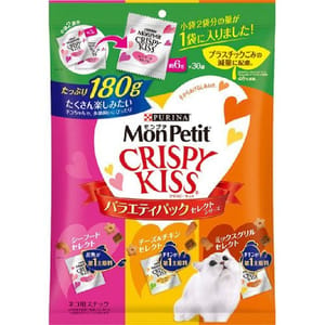 日本MonPetit 日本MonPetit Crispy Kiss 貓零食 貓脆餅 魚肉雞肉及芝士味 180g 180g  正面圖