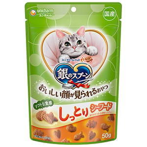 Unicharm Unicharm 貓零食 日本三星銀匙柔軟食感貓零食 海鮮雞肉味 50g 50g 正面圖