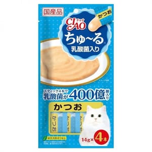 CIAO CIAO 肉泥 貓零食 乳酸菌 鰹魚肉醬 14g 4本入 14g  正面圖