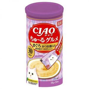 CIAO CIAO 肉泥 貓零食 金槍魚及鰹魚肉醬 14g 30本罐裝 14g  正面圖