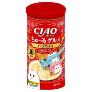 CIAO CIAO 肉泥 貓零食 混合鮮魚肉醬 14g 30本罐裝 14g 正面圖