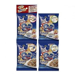 Unicharm Unicharm 貓零食 日本三星銀匙 貓脆餅 金槍魚鰹魚及白魚 40g 4本入 40g 正面圖