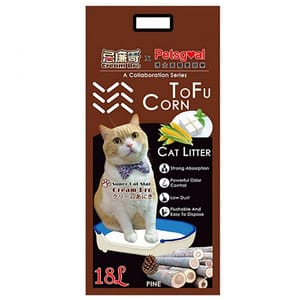 PETSGOAL PETSGOAL X 忌廉哥 玉米 豆腐貓砂 松木 18L 18L 正面圖
