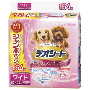 Unicharm Unicharm 狗尿墊 狗尿片 日本柔軟香氛超除臭 粉紅花香味 寵物尿墊 [60*44 XL碼 64枚]   背面圖