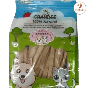 GRANDEE GRANDEE 香港製造 天然風乾小食 甘筍魚肉 50g 50g 貓犬用 正面圖