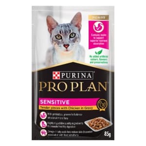 PURINA PURINA PROPLAN 冠能 貓濕糧 成貓敏感配方 醬汁雞肉 85g 85g  背面圖