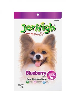 Jerhigh Jerhigh 狗小食 Blueberry 藍苺雞肉條 70g 70g 正面圖