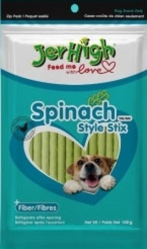 Jerhigh Jerhigh 狗小食 Spanish Style Stix 菠菜條 100g 100g  正面圖