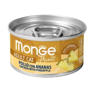 Monge Monge 貓罐頭 清新鮮果系列 成貓配方 雞肉菠蘿 80g (MO3338) (新舊包裝隨機發貨)