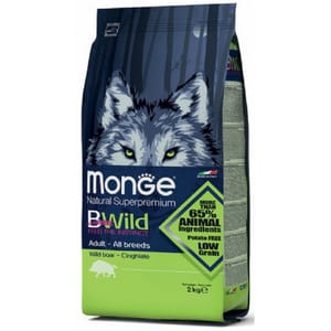 Monge Monge Bwild 狗糧 低穀物野生系列 成犬配方 豬肉 7.5kg 5kg 正面圖