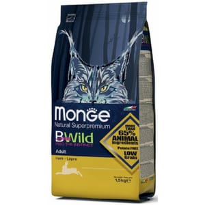 Monge Monge Bwild 貓糧 低穀物野生系列 成貓配方 兔肉 1.5kg 5kg  正面圖