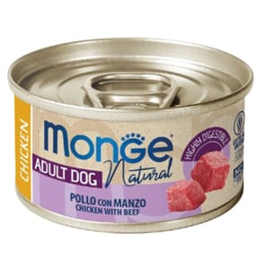 Monge Natural 真肉絲狗罐 雞肉牛肉 95g (MO6958) (新舊包裝隨機發貨) 狗罐頭 狗濕糧 Monge 寵物用品速遞
