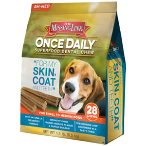 Missing Missing Link美善靈 潔齒骨 護皮毛配方 中型及小型犬用 28支 1lb 1lb 犬用 正面圖