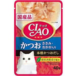 CIAO CIAO 貓濕糧 日本湯底軟包系列 鰹魚+雞肉+鰹節 40g 40g  正面圖