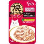 CIAO CIAO 貓濕糧 日本燒鰹魚晚餐包 白飯魚+扇貝 50g 50g  正面圖
