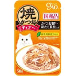 CIAO CIAO 貓濕糧 日本燒鰹魚晚餐包 鰹魚+扇貝 50g 50g  正面圖