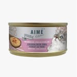 AIME AIME Kitchen 貓罐頭 無穀物均衡貓罐 老貓專用 殿堂主食系列 雞肉煮吞拿魚 75g 75g  正面圖
