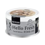 SEEDS SEEDS 貓罐頭 Hello Fresh好鮮燉湯 清蒸鲔⿂+鮭魚 80g 80g  正面圖