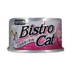 SEEDS SEEDS 貓罐頭 Bistro機能鮪魚銀罐 ⽩身鮪⿂+⽜⾁+Oligo 80g 80g  正面圖