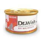SEEDS SEEDS 貓罐頭 Dr Wish營養慕絲 雞⾁+鮪⿂+維他命B群 85g 85g  正面圖