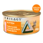 Trilogy Trilogy 貓罐頭 無穀物肉絲幼貓主食罐 雞絲高湯 85g 85g  正面圖