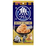 CIAO CIAO 袋裝貓濕糧 日本 INABA 魚盛 吞拿魚+鰹魚+木魚 60g×3袋 60g  正面圖
