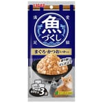 CIAO CIAO 袋裝貓濕糧 日本 INABA 魚盛 吞拿魚+鰹魚+魷魚 60g×3袋 60g  正面圖
