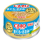 CIAO CIAO 貓罐頭 燒津鰹魚湯 吞拿魚+雞肉+白飯魚 75g 75g  正面圖