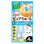 CIAO CIAO 貓零食 Pure 超奴醬 鰹魚+木魚 14g×4 14g  正面圖