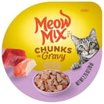 Meow Meow Mix 杯装濕糧 角切肉汁 吞拿魚+蟹 78g 78g  正面圖