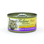Feline Feline Gourmet 貓罐頭去毛球配方 吞拿魚及柴魚 80g 80g  正面圖
