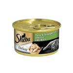Sheba Sheba 日系貓罐頭 湯汁吞拿魚加鯛魚 85g 淺綠色 85g  正面圖
