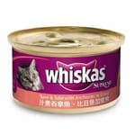 whiskas偉嘉 whiskas偉嘉 極品貓罐頭 汁煮吞拿魚比目魚加鯷魚 85g 85g  正面圖