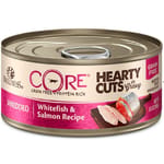 WELLNESS WELLNESS CORE 貓罐頭 無穀物 Hearty Cuts 白魚絲及三文魚絲 5.5oz 156g 5oz  正面圖
