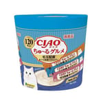 CIAO CIAO 肉泥 貓零食 毛玉配慮 金槍魚海鮮肉醬 14g 120本罐裝 SC-214 14g  正面圖