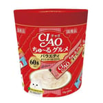 CIAO CIAO 肉泥 貓零食 吞拿魚．鰹魚雞肉肉醬 14g 60本罐裝 14g  正面圖